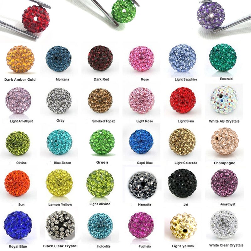 RUBYCA Pave Czech Crystal Disco Ball Clay Beads fit Shamballa Jewelry (20pcs, 12mm, 30 Colors Mixed) - Image 3